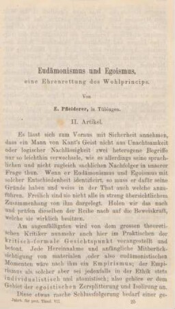 385-417 Eudämonismus und Egoismus : Zur Ehrenrettung des Wohlprincips (Fortsetzung)