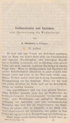 385-417 Eudämonismus und Egoismus : Zur Ehrenrettung des Wohlprincips (Fortsetzung)