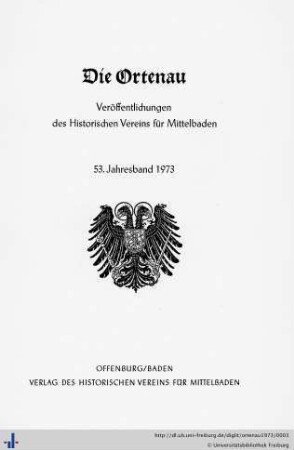 53. Jahresband: Die Ortenau: Zeitschrift des Historischen Vereins für Mittelbaden