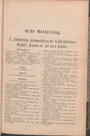 Abfuhrinstitute. Aerzte. Agenten. Agenturen. [Alfenidewaaren-Geschäfte (Spezialgesch.) Antiquare. Apotheker. Architekten. Auktionatoren. Austernhandlungen.]