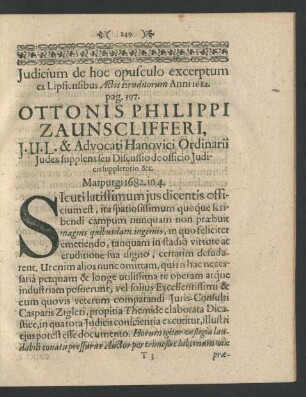Judicium de hoc opusculo excerptum ex Lipsiensibus Actis Eruditorum Anni 1682.