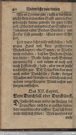 Das XII. Capitel. Vom Durchfall oder Durchlauff
