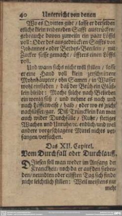 Das XII. Capitel. Vom Durchfall oder Durchlauff
