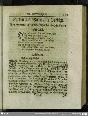 Sieben und Viertzigste Predigt. Von der Natur und Beschaffenheit der Rechtfertigung