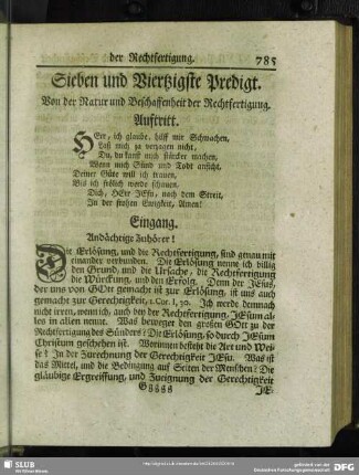 Sieben und Viertzigste Predigt. Von der Natur und Beschaffenheit der Rechtfertigung