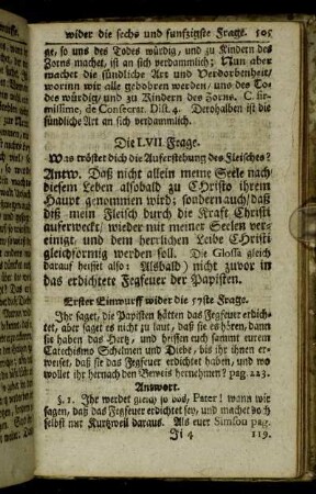 Die LVII. Frage. Was tröstet dich die Auferstehung des Fleisches?