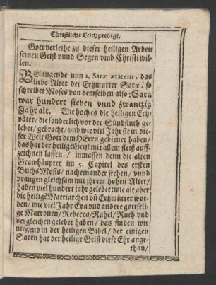 [I. Saræ ætatem, Saren ihr ehrliches hohes Alter.