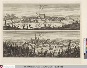 Suecia Antiqua et Hodierna; oben: Civitas Vetus Luhlae; unten: Civitas Nova Luhlae