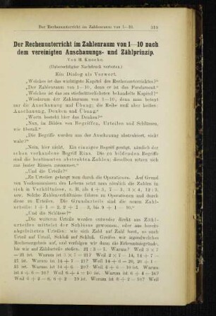 ¬Der¬ Rechenunterricht im Zahlenraum von 1-10 nach dem vereinigten Anschauungs- und Zählprinzip