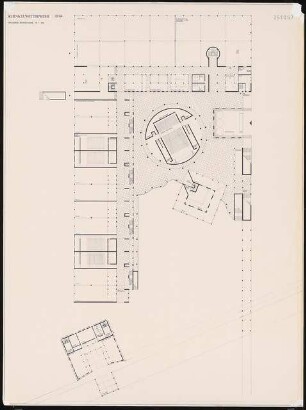 Institut für Kulturanthropologie, gegenüber der Kongresshalle, Berlin-Tiergarten Schinkelwettbewerb 1984: Grundriss EG 1:200