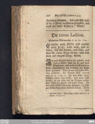Die LXVIII. Lection. Gehalten Mittwochs d. 25. Jul. 1725.