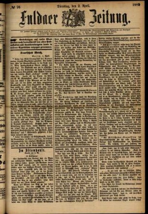 Ausgabe vom Dienstag, den 02. April 1889.