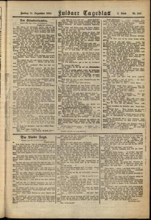 Zweite Ausgabe vom Freitag, den 31. Dezember 1920.