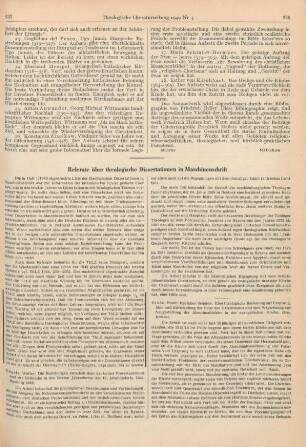 Referate über theologische Dissertationen in Maschinenschrift