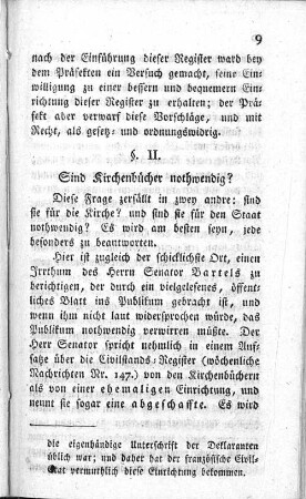 II. Sind Kirchenbücher nothwendig?