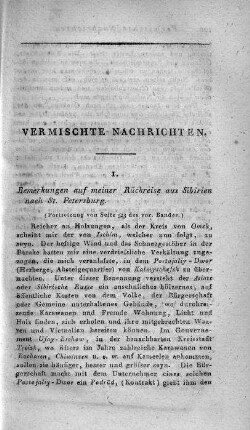 Bemerkungen auf meiner Rückreise aus Sibirien nach St. Petersburg