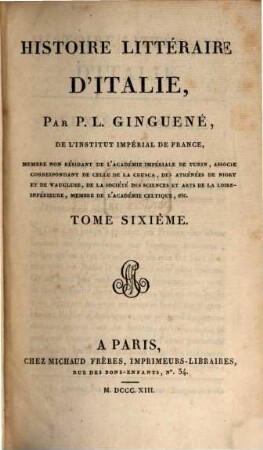 Histoire littéraire d'Italie, 6