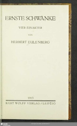 Ernste Schwänke : vier Einakter