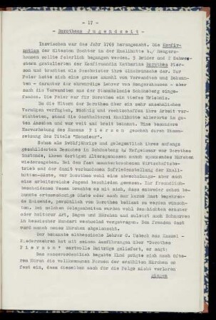 Dorothea Jugendzeit