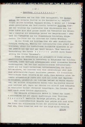 Dorothea Jugendzeit
