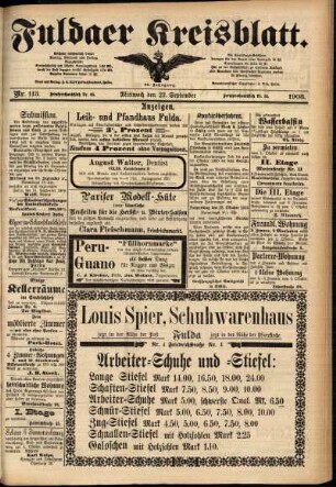 Zweite Ausgabe vom Mittwoch, den 23. September 1903.