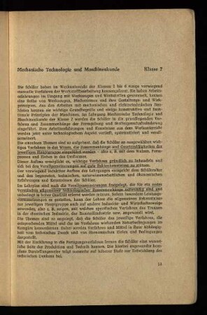 Mechanische Technologie und Maschinenkunde Klasse 7 [bis 9]