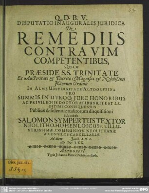 De remediis contra vim competentibus