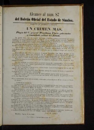 Alcance al Num. 87 del Boletin Oficial del Estado de Sinaloa.
