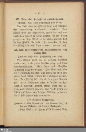 176. Reh- oder Hirschfleisch aufzubewahren auf andere Art