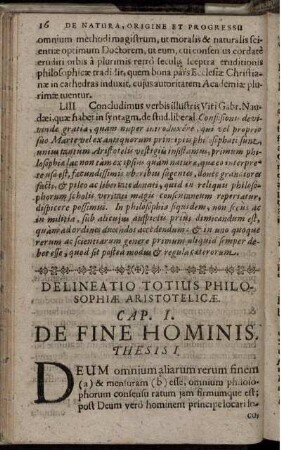 Delineatio Totius Philosophiae Aristotelicae, Cap. I. De Fine Hominis.