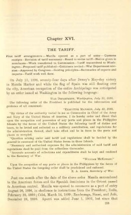 Chapter XVI. The tariff