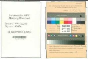 Entnazifizierung Emmy Spieckermann , geb. 16.08.1907 ()
