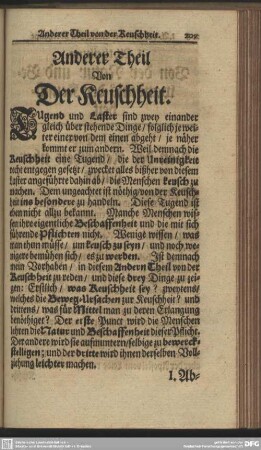 Anderer Theil, Von der Keuschheit