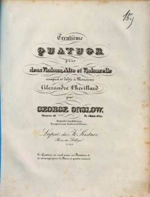 Trentième quatuor pour deux violons, alto et violoncelle : oeuvre 56