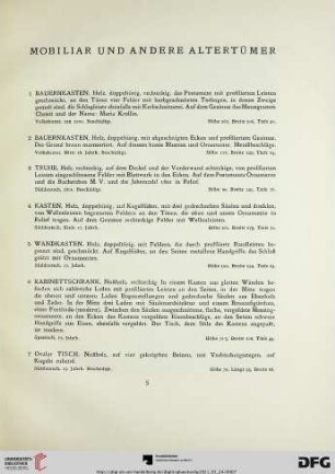 Mobiliar und andere Altertümer (Nr. 1-146)