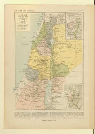 Palestine divisée en 12 Tribus, Jérusalem à l'époque de J.C., Jérusalem Ville actuelle