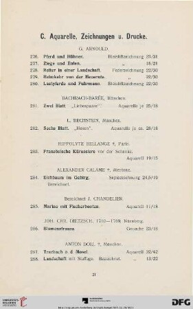 Aquarelle, Zeichnungen und Drucke (Nr. 276-373)