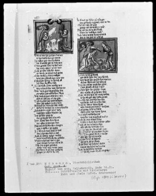 Rudolf von Ems, Weltchronik — Buchseite mit Miniaturen
