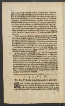 Titulus IX. Von dem Besitz oder gewehr der erledigter Erbschafft.