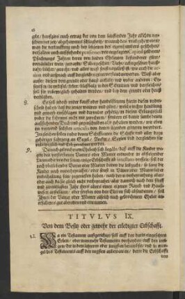 Titulus IX. Von dem Besitz oder gewehr der erledigter Erbschafft.