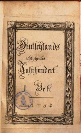 Deutschlands achtzehntes Jahrhundert, 3.