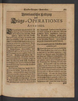 Venetianischer Feldzug und Kriegs-Operationes. Anno 1686.