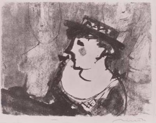Frau vor der Schaubude