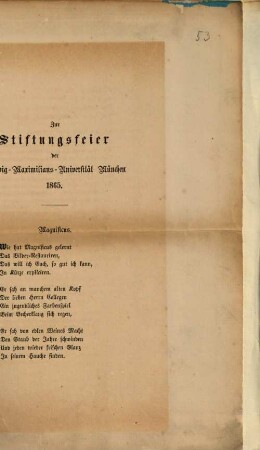 Zur Stiftungsfeier der Ludwig-Maximilians-Universität 1865