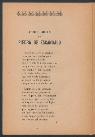 Estilo criollo de piedra de escándalo