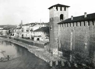 Verona. Etschufer mit Castelvecchio (ab 1354)