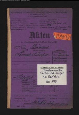 Angeklagter: Nowak, Ambrosius: Aufruhr