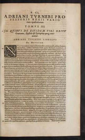 Adriani Turnebi Libellus De Methodo.