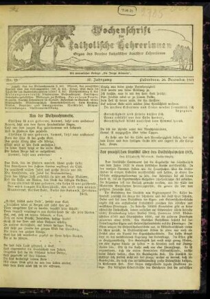 Zur preußischen Statistik über das Volksschulwesen 1921