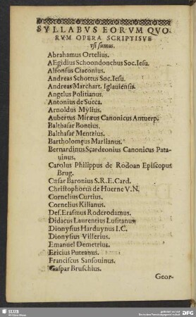Syllabus Eorum Quorum Opera Scriptisue usi sumus
